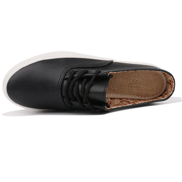 Latest PU leather height Increasing lace up casual slip on women playshoes slipper sneaker shoe