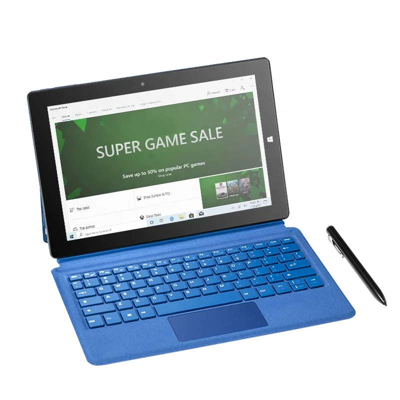 Lightweight  portable 2-in -1 tablet computer 10.1-inch IPS full screen with keyboard pressure pen Interl CPU 4-core 64GB