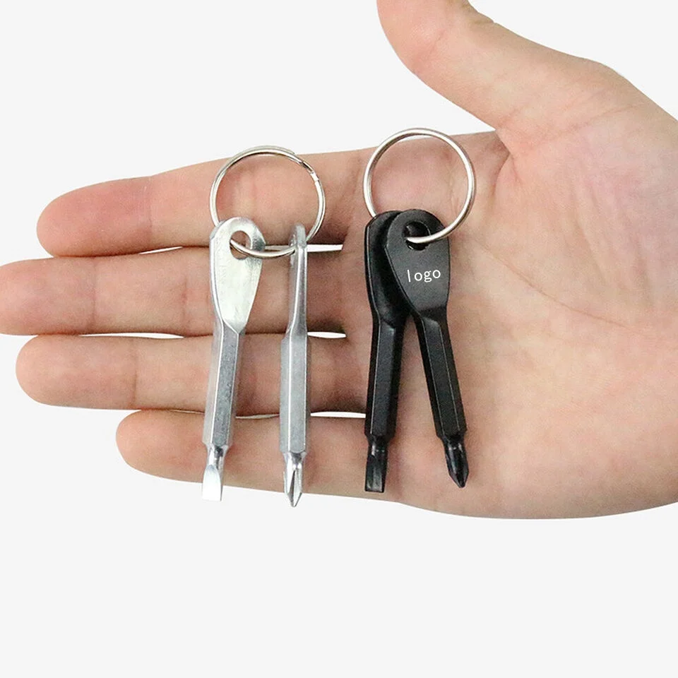 Custom Logo Mini Keychain Screwdriver,Outdoor Portable EDC Multifunction Screwdriver Set Flat Head & Phillips Screwdriver