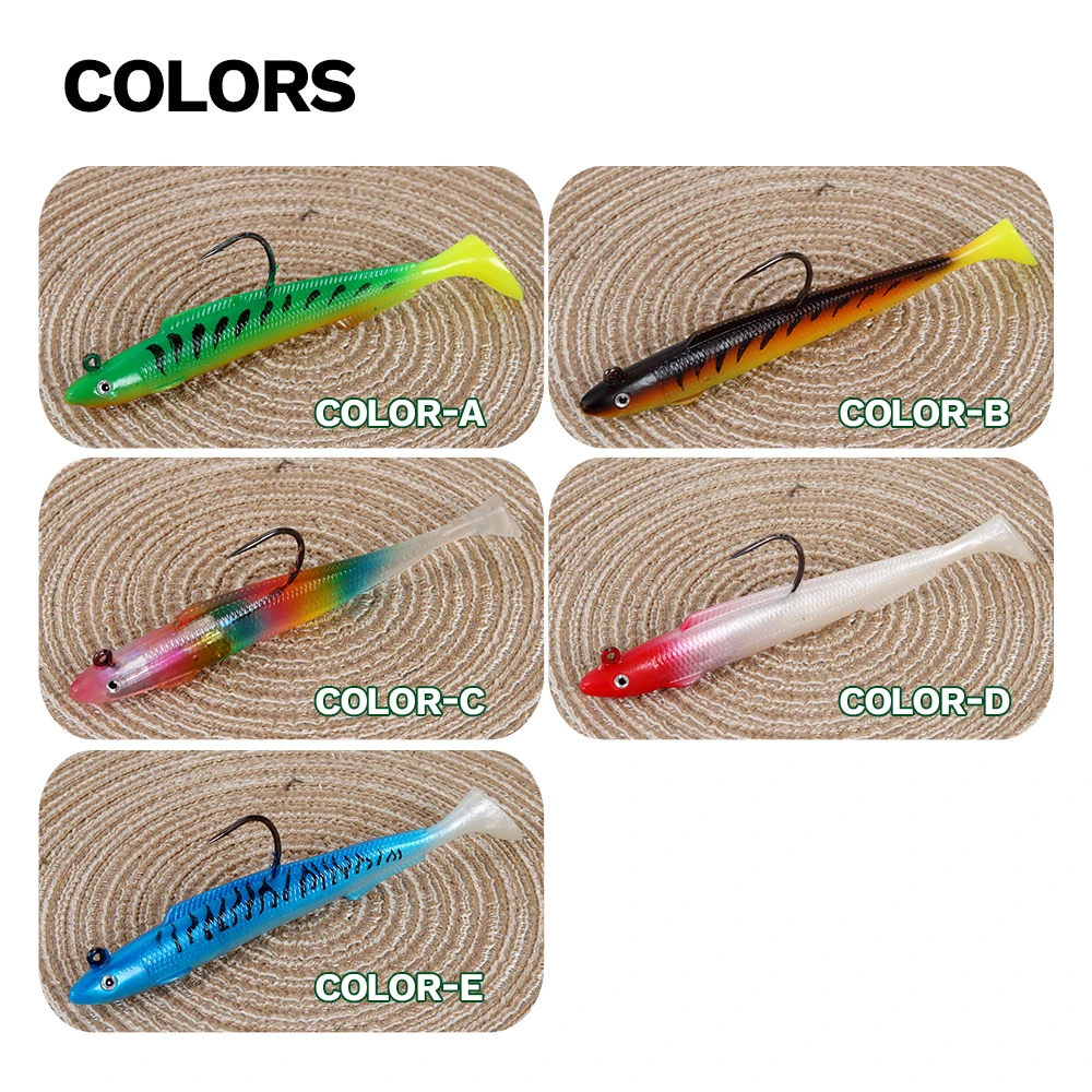 Tolure wholesale 29.5g 138mm  Lead  fish Jig Head Soft sea eel Lure T-tail Soft Bionic Swimming Lures