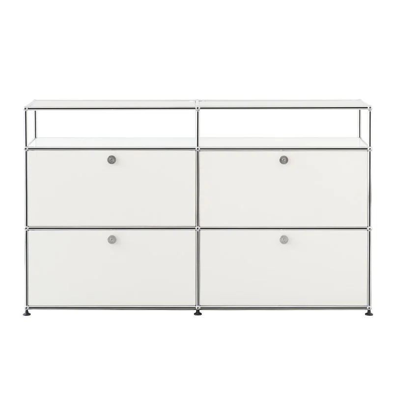nordic modern 4 doors metal stainless steel DIY cabinet modular furniture for living room bedroom storage cabinet with caster