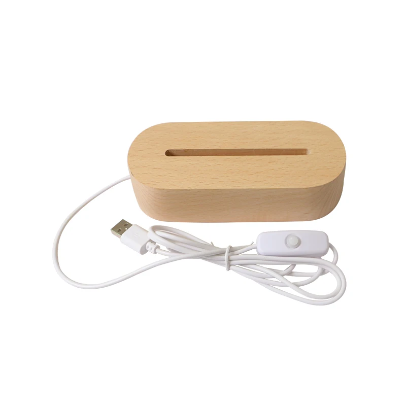 3 colors changing 3D acrylic wood led Display round oval night light base for Art DIY lamp support