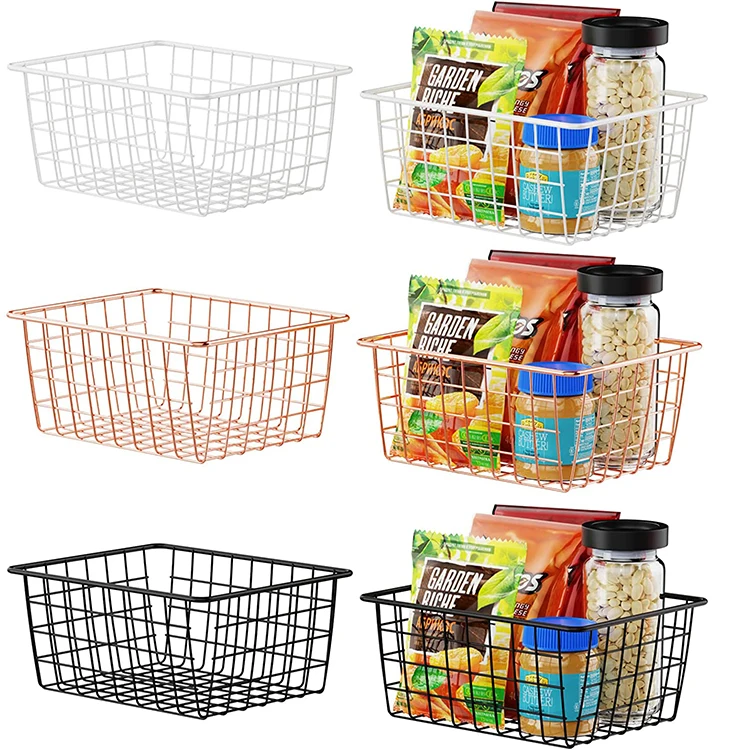 Storage Basket Custom Home Decor Gold Wire Basket Organizer Kitchen Metal Basket for Kitchen Cabinet Storage