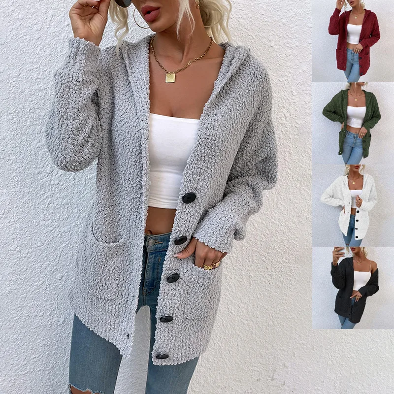 Fall Custom Ladies Coat Jacket Outwear designs Casual Long Sleeve V Neck Women sexy Knitted  Cardigan Sweater