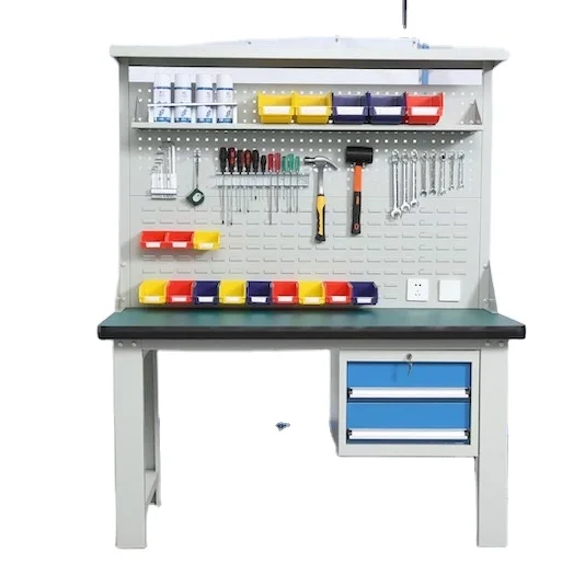 High Quality Steel ESD table top Workbench with pegboard and drawers
