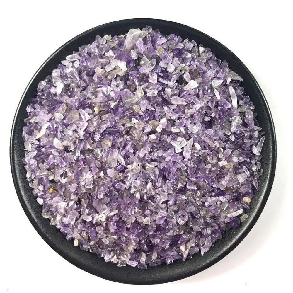 New arrivals 5-7mm crystals gravels healing stones bulk natural purple amethyst crystal chips for Decor