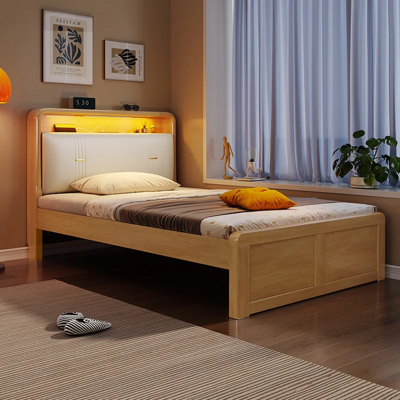 Solid Pine Classic Bed with Storage Trundle Modern Minimalist Soft Wall Bed for Home Hotel Solid Wood Style