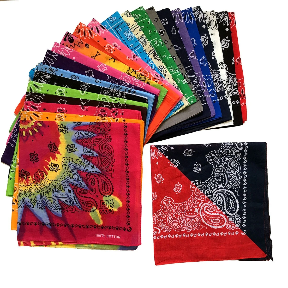 New style cotton neck face black multi bondage custom seamless wholesale cheap paisley print bandana scarf