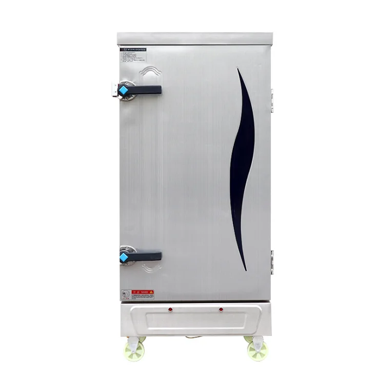 commercial timing chicken steamer 24-tray rice steaming cabinet with trolley