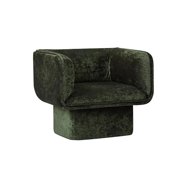 Wooden frame fully green velvet covered hotel sofa