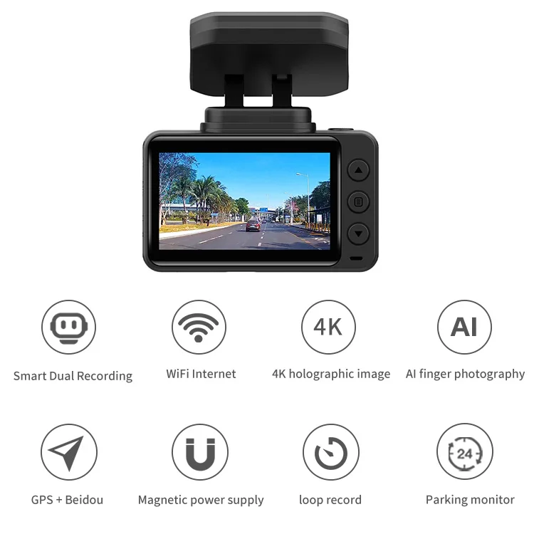 2160P HD двойная запись видеорегистратор Dashcam двойной объектив 4K