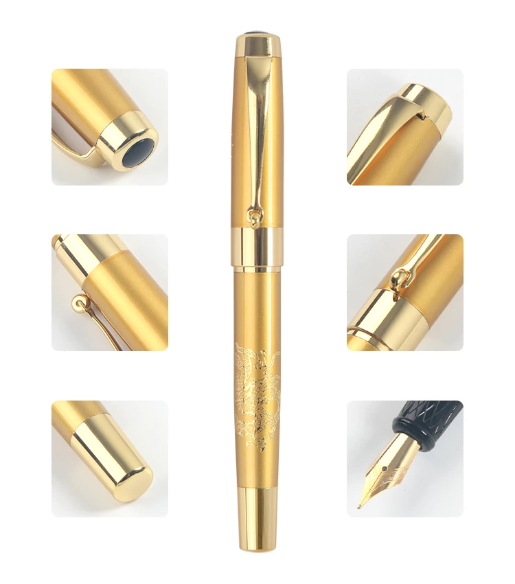 gold single gift pen set business embossed fountain pen with packing box