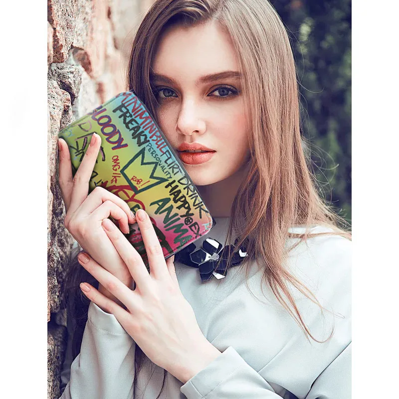 
Maidudu designer color graffiti wallet famous brands wallet woman from factory in Guangzhou MOQ2 