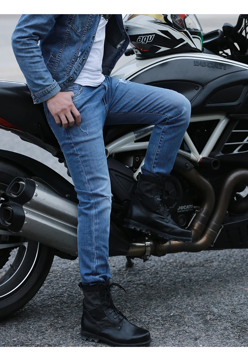 GuangXi Factory Supply Custom Slim Fit Low Rise Damage Jeans for Men Ripped Acid Wash Denim Jeans