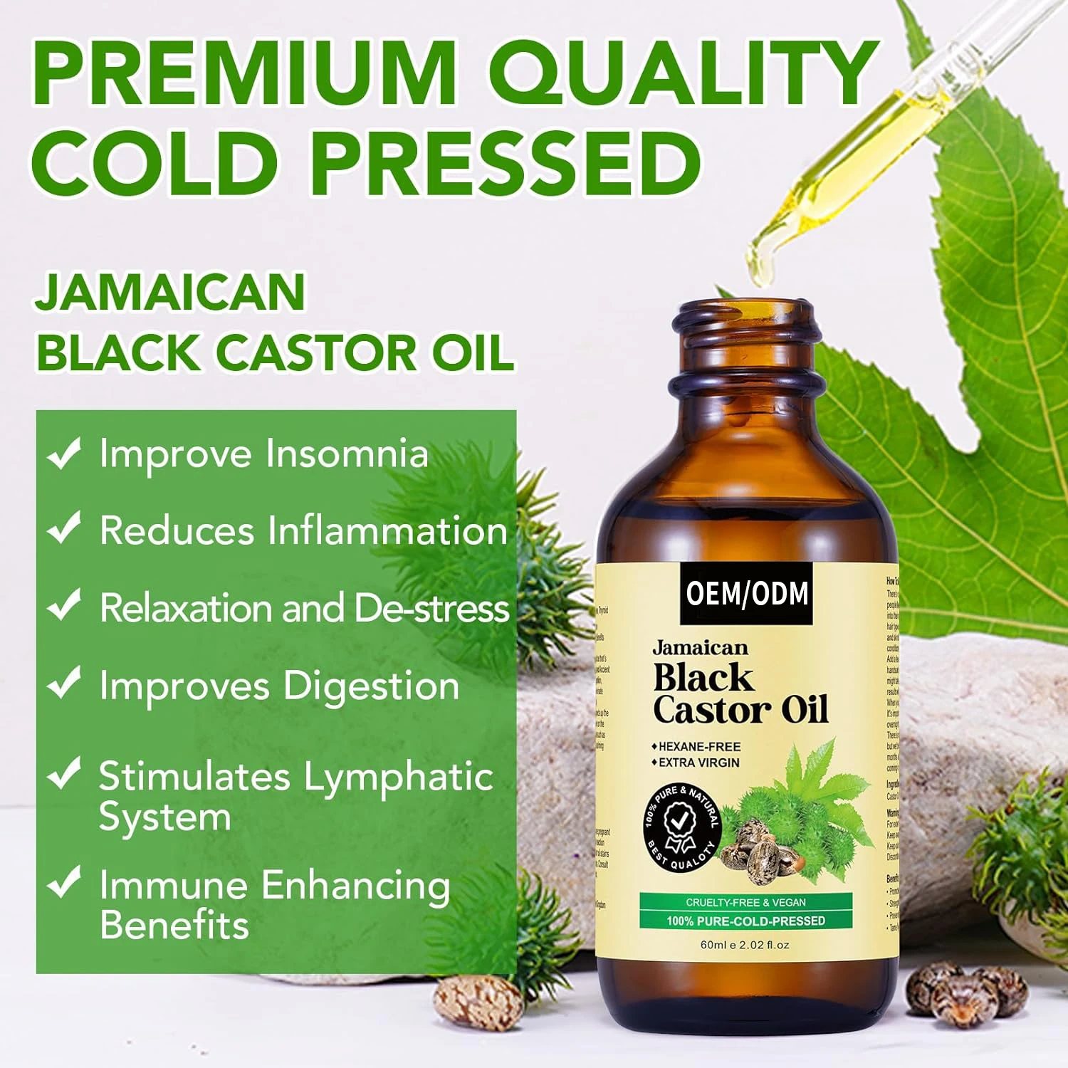 100% Natural Castor Oil Cold Pressed Organic Castor Oil for Moisturizing Dry Skin Hair Eyelashes Growth Castor Essential Oil