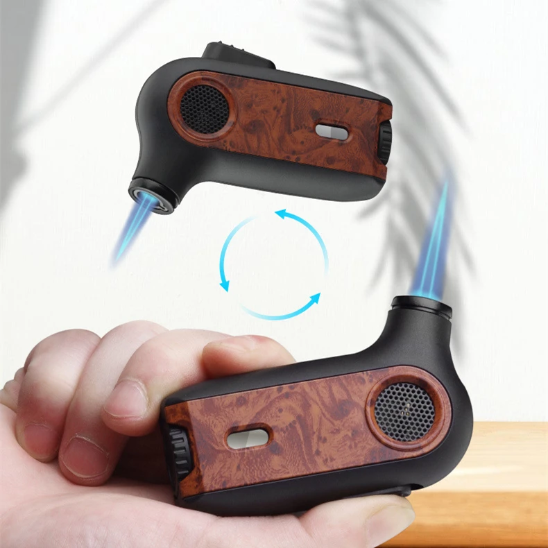 New Style mini 360-degree inverted ignition gas torch lighter windproof safety lock visual window lighter for BBQ cigar