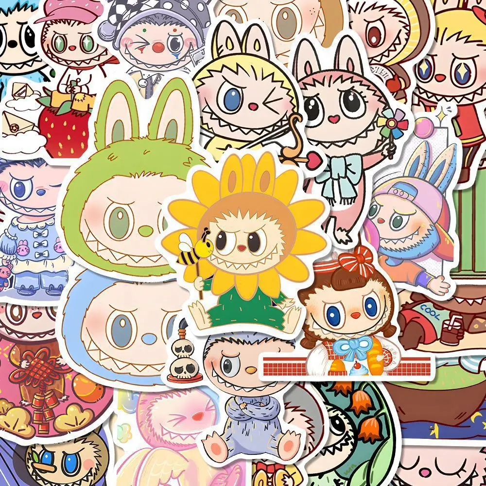 80pcs/Pack Art Cartoon Funny Labubu Waterproof Sticker Cute Water Bottle Laptop Skateboard Scrapbook Anime Accessories