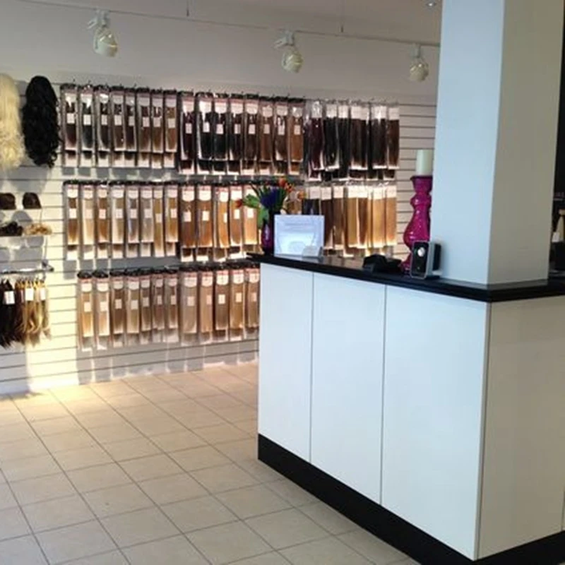 Hair salon display shelf cabinet hair store interior decoration fixture showcase customized wig shop display furniture