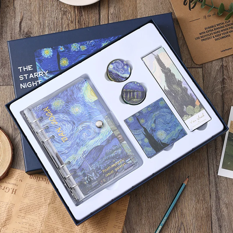 Hot Selling Stationery Oil painting   Creative Van Gogh Art School Student Gift Notepad gift box New product ideas 2023