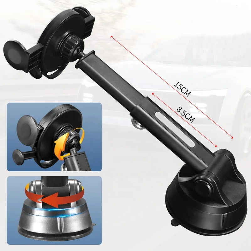 2022 New Car Phone Mount, Washable Strong Sticky Gel Pad Long Arm Telescopic Dashboard Windshield Car Phone Holder