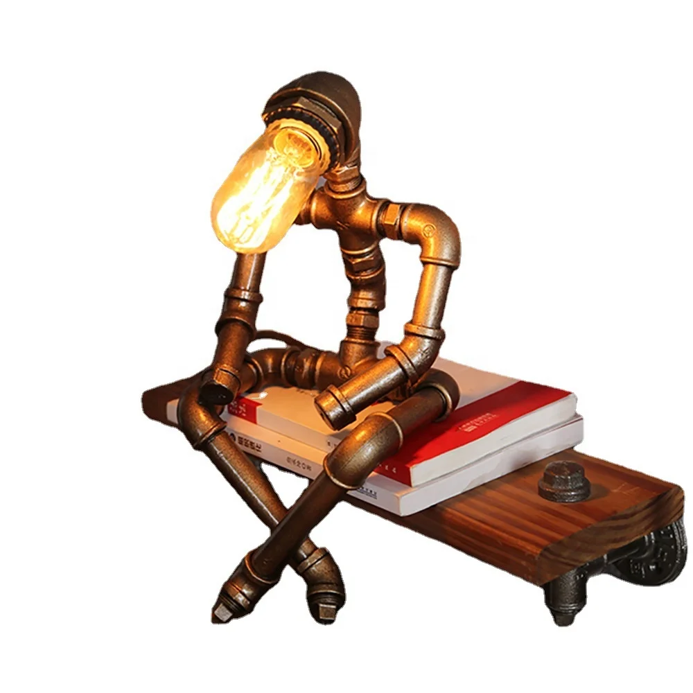 Modern Unique Retro steampunk Lamps Water Pipe Metal Table Lamp For Indoor Bar Restaurant