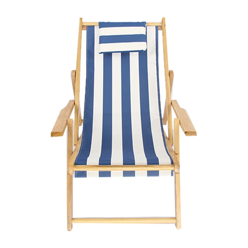 Top Quality Folding Portable Beach Chair Wooden Camping Recliner Portable Deck Chair Wave Chaise Lounge