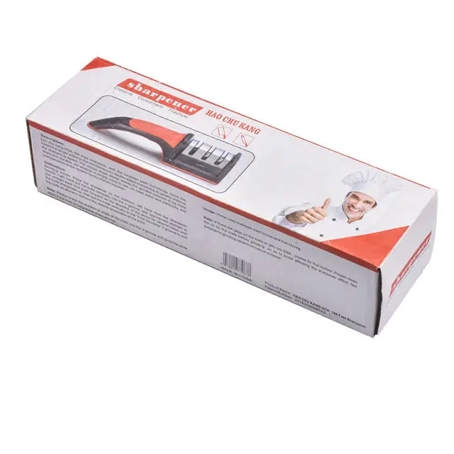 Kitchen Diamond Honing Steel Knife Scissors Universal Sharp Multi-task 3 Stage Sharpener Quick With Non-slip Base Handheld