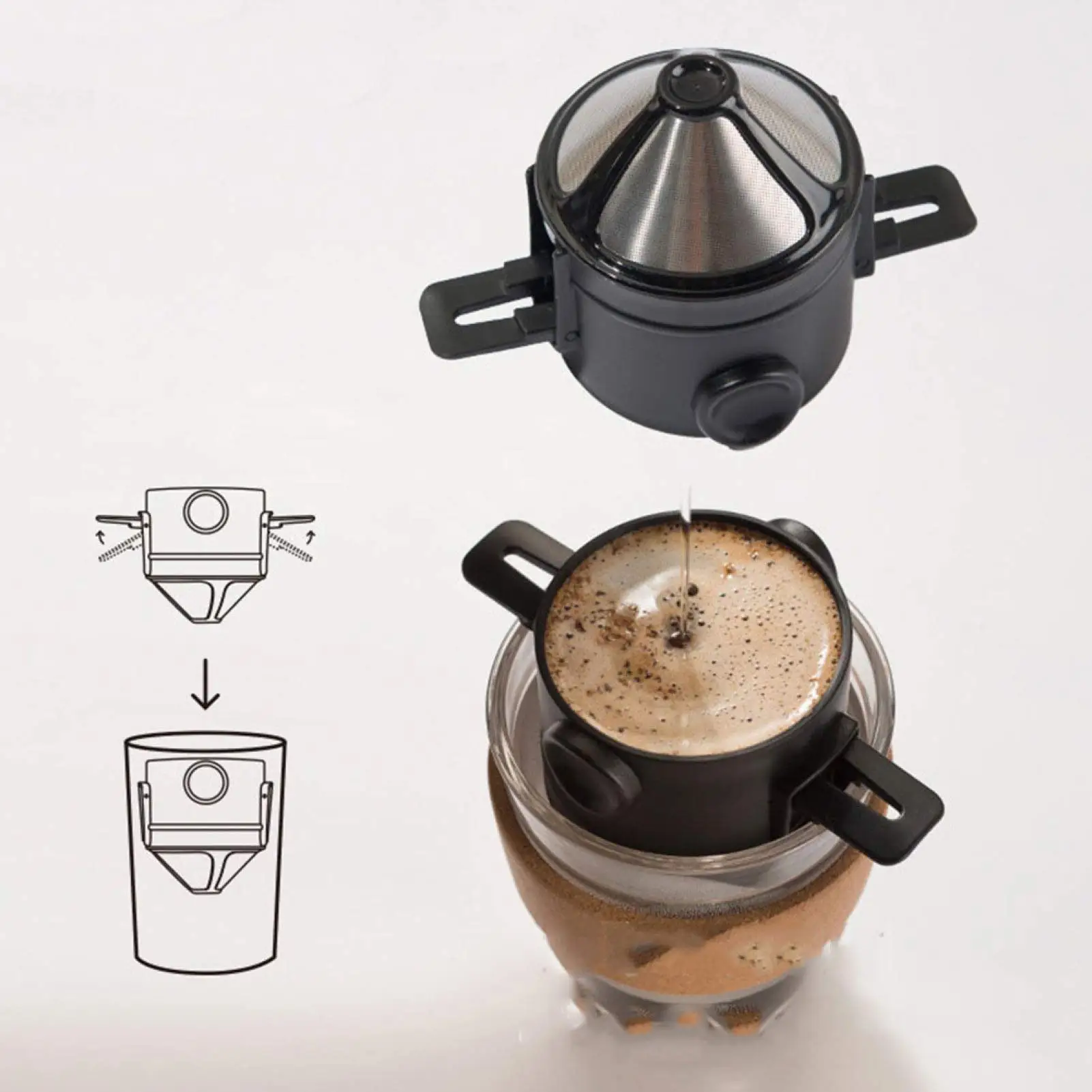 FREE SAMPLE New design household portable Reusable Paperless Mini Coffee Filter tea coffee dripper
