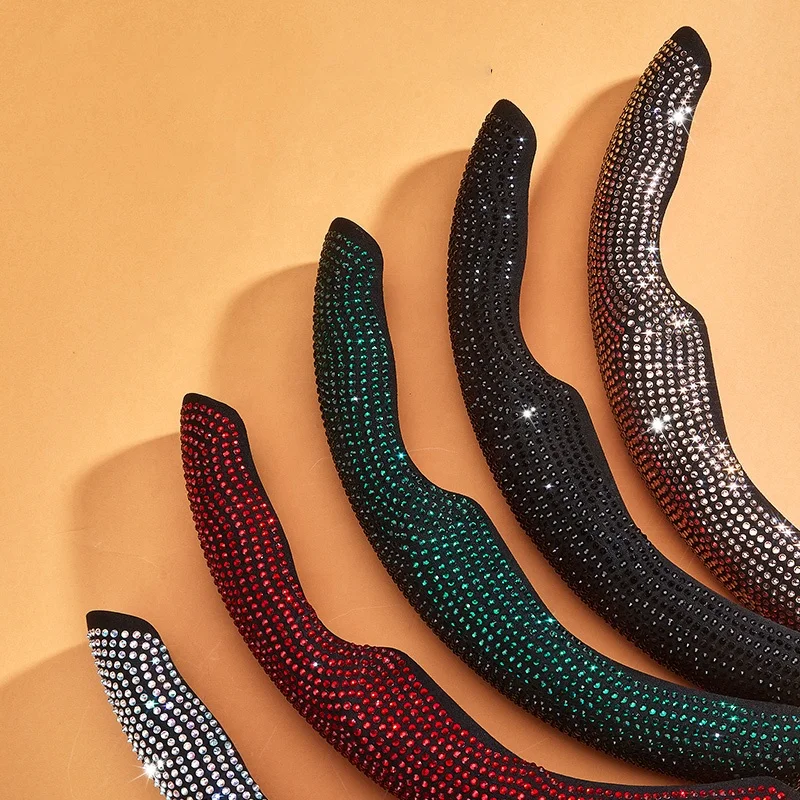 Customized Universal Luxury and Business Style PU Leather Car Steering Wheel Cover with Diamond Design for Tesla Model 3 / Y