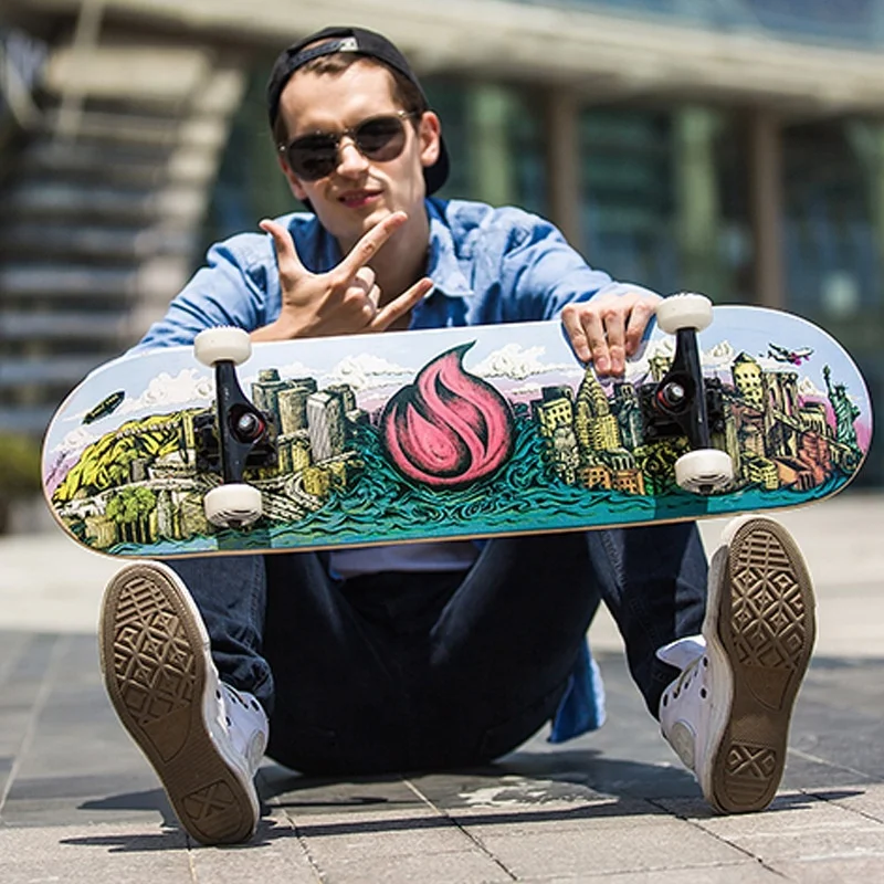 Wholesale Long Size Durable Design Maple Wood Printing Cruiser Board Skateboard