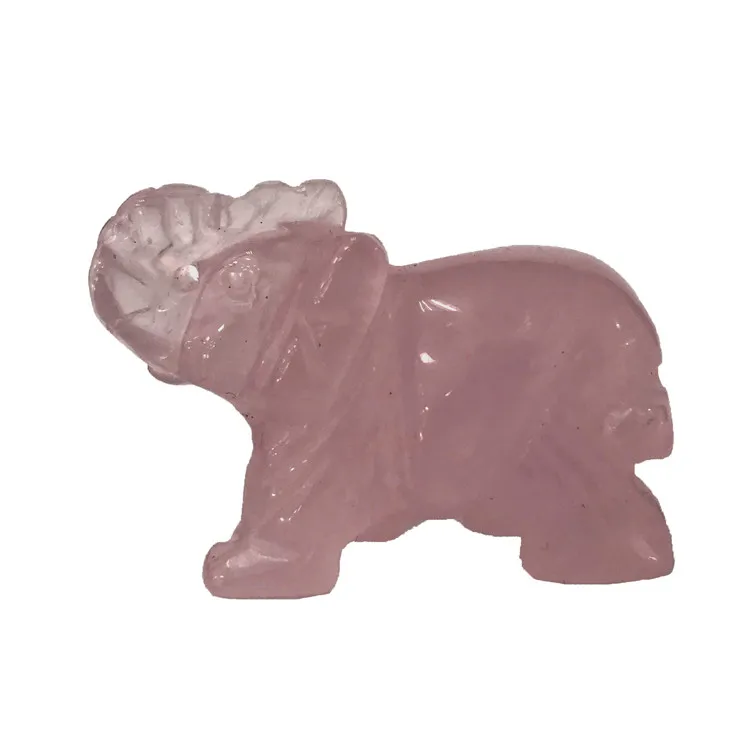 Wholesale 2inch natural rose quartz crystal small elephant figurine for gifts
