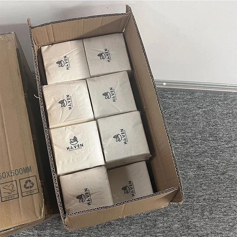 Custom natural cheap price logo printed white beverage disposable tissue for wedding restaurant cocktail paper napkin