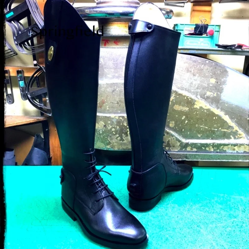 SF EQUESTRIAN HIGH BOOTS HORSE RIDING TALL BOOTS DRESSAGE BOOT LEATHER SHOES