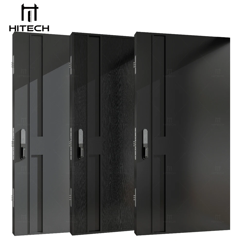 Hitech luxury villa entry pivot steel wooden door minimalist exterior hotel doors plywood door designs