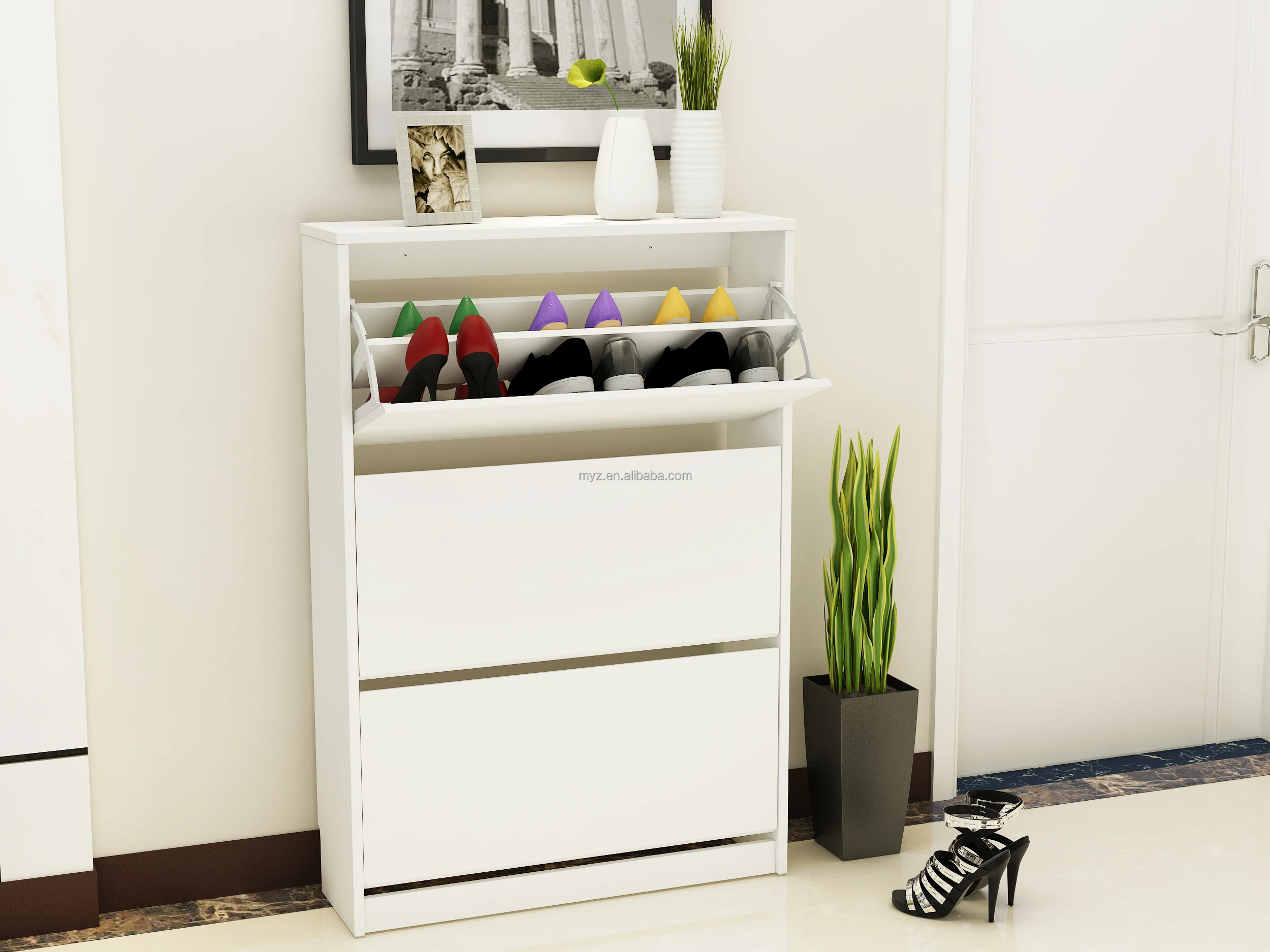 GCON Modern simple tip bucket type ultra-thin shoe cabinet household door into small household shoe rack