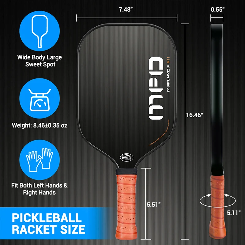 Carbon fiber pickleball paddle new design pickleball racket fabric carbon fiber pickleball paddle