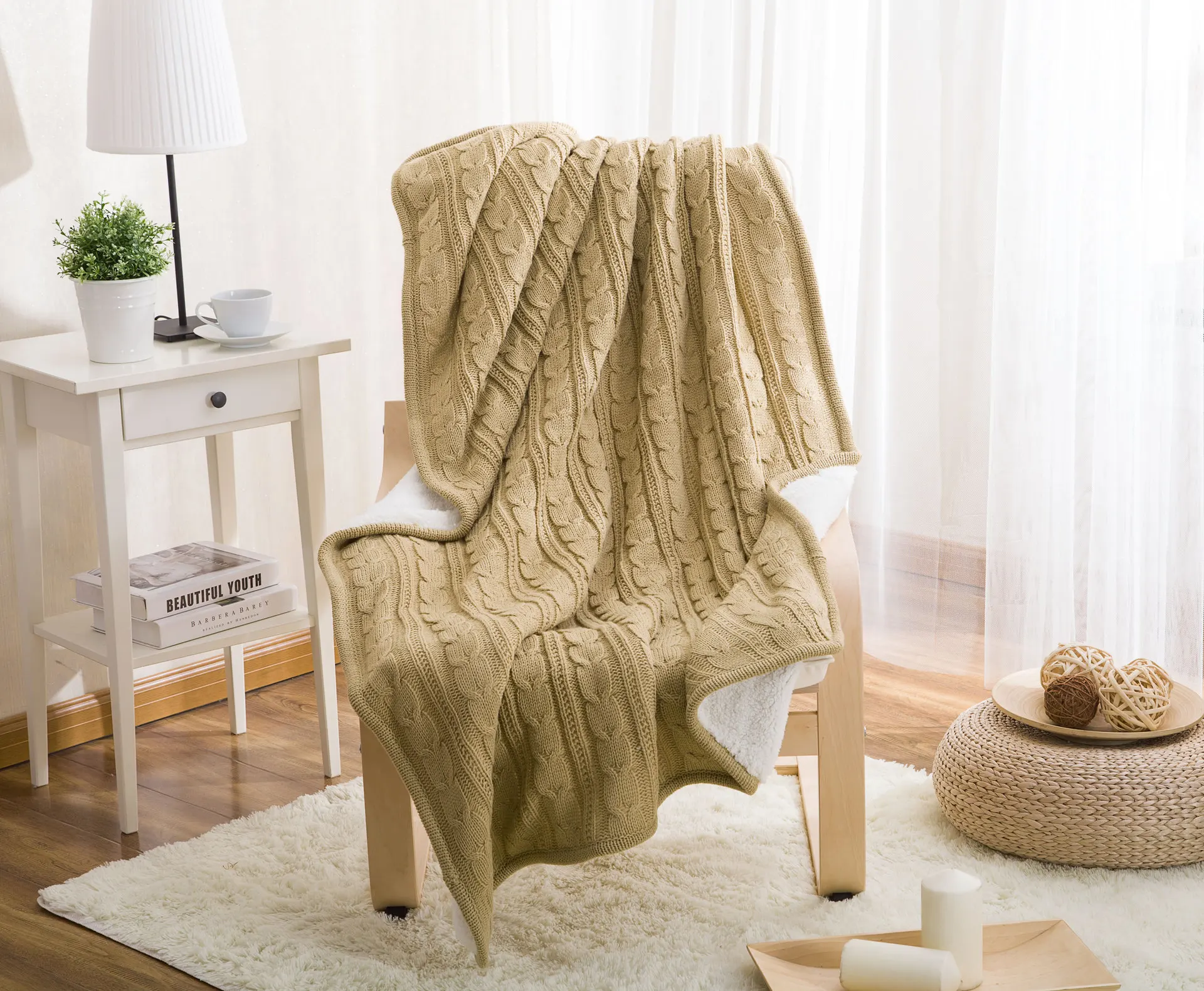 
 Оптовая продажа, зимнее желтое теплое мягкое шерстяное одеяло, модный дизайн, переносное вязаное флисовое толстое покрывало для кровати, дивана/  