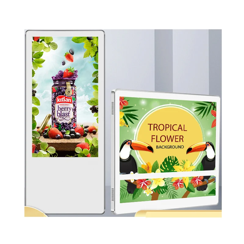 18.5 Inch wall mounted elevator advertiser CMS control digital signage split screen Android wifi Network display
