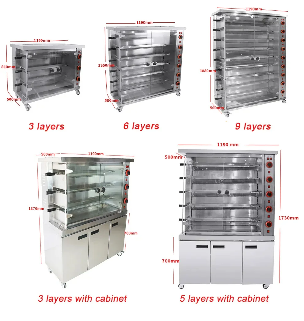 2024 New Supertise Commercial Stainless Steel Oven Gas Rotary Chicken Roaster Suitable  Restaurants chicken rotisserie