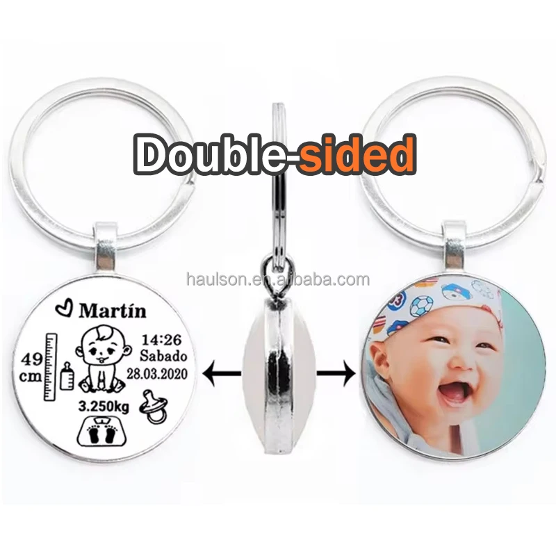 Professional Custom Double-Sided UV Printed Epoxy Metal Keychain Stainless Steel Engraving Photo Key Pendant Decoration