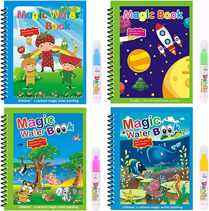 Educational Toy Reusable Doodle Mat Magic Water Drawing Book for Kids Opp Bag Cartoon Picture Water Books 5 to 7 Years /