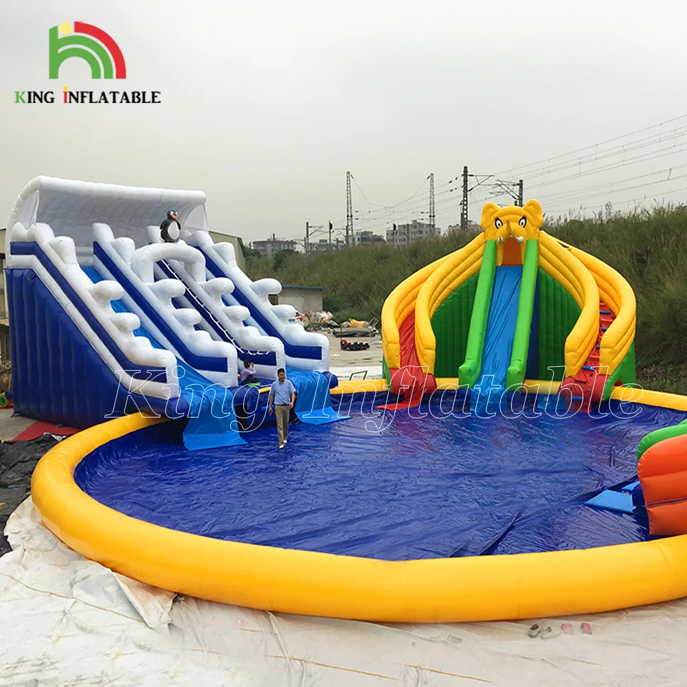 Large Inflatable Land Water Park Pool Outdoor Inflatable World Swimming Climbing Slide Ground Water Parks