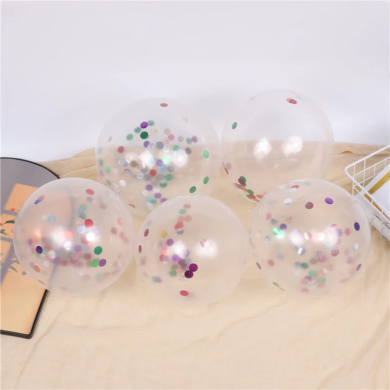 12inch 2.8g MS-TM-12 Transparent Mix Color Round Confetti  Balloons 100pcs per bag For Wholesales Party Birthday Decoration Etc.