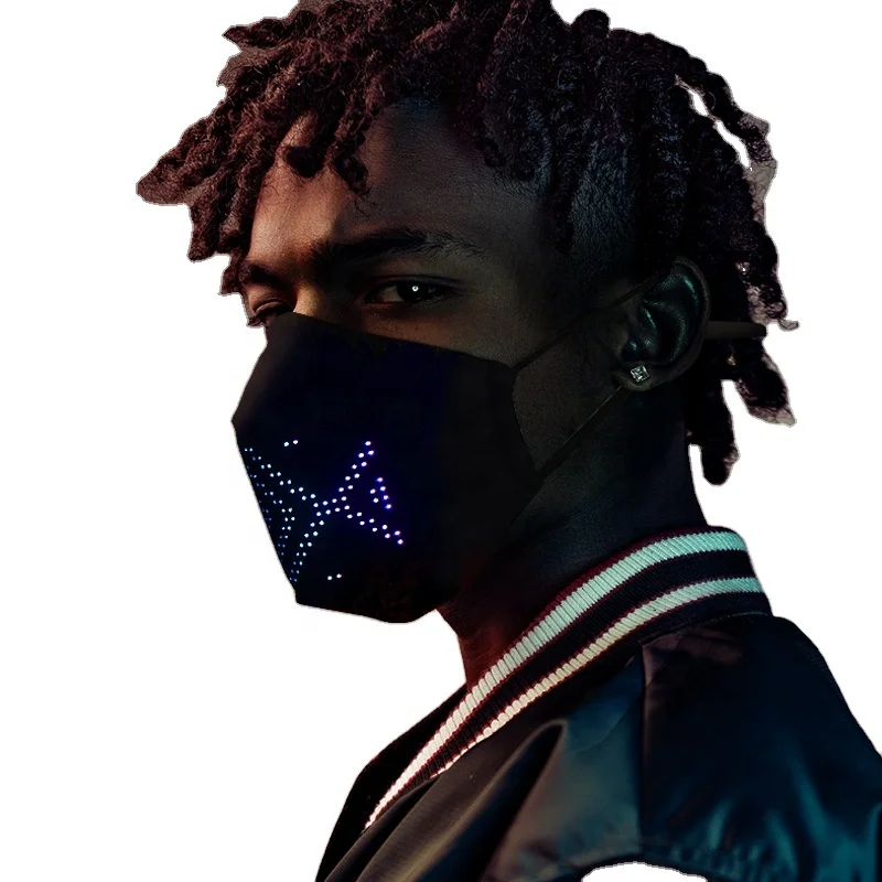 Large Screen RGB Blue  tooth Mask APP Programmable LED Display Masks for Halloween New Year Concerts Festivals Party Masquerade