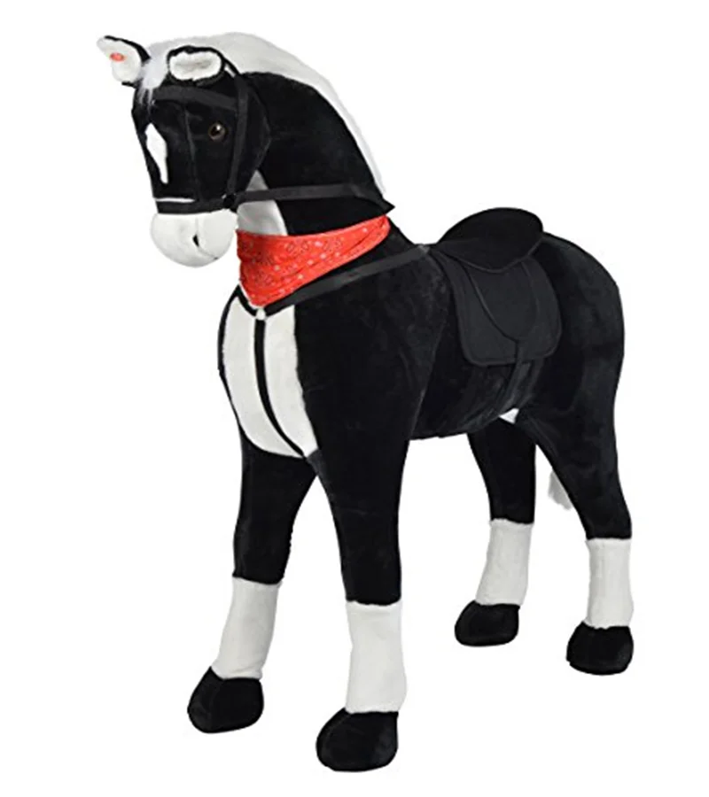 70cm beautiful customized stuffed plush standing horse doll toy with colorful knitted windbreak&hood,slacks,sports shoes