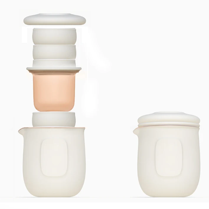 Asia Teapot Tea Set 190ml Portable Silicone milk tea Teacup with 4pcs plum blossoms, orchid, bamboo tea cup