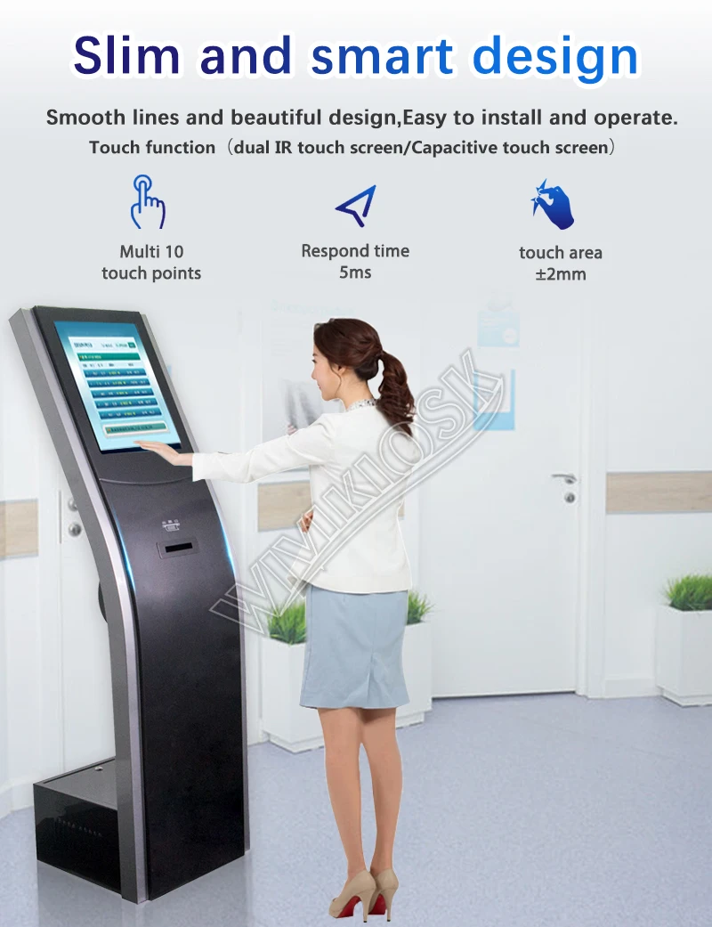 High quality queuing system self service kiosk android queue management system for Hospital and bank