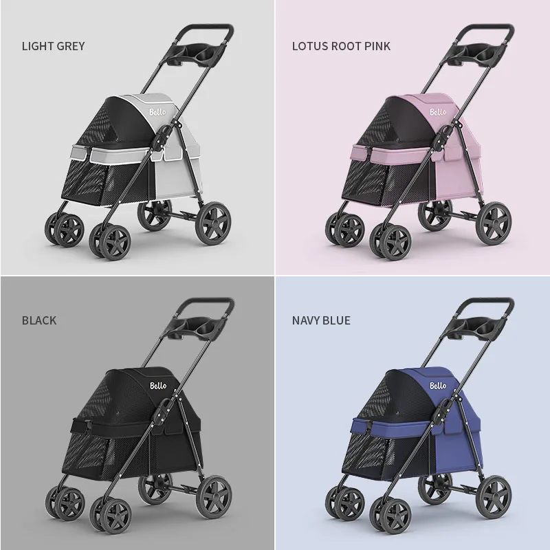 Wholesale pet travel outdoor walking ventilate stroller dog with 4 Wheels trolley