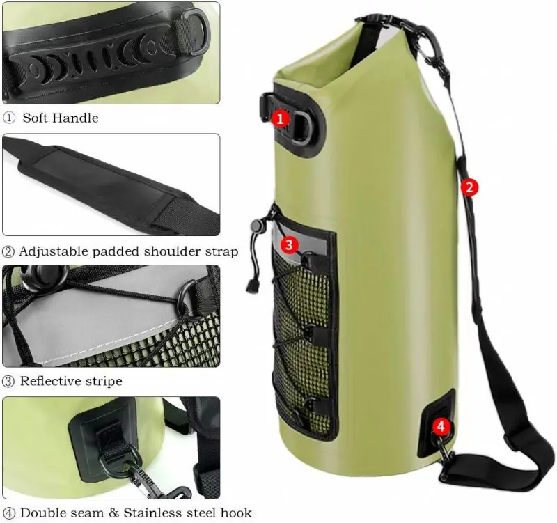 Lightweight 10 L Capacity Transparent Swimming Storage Waterproof Beach Dry Bag waterproof bags dry bag outdoor