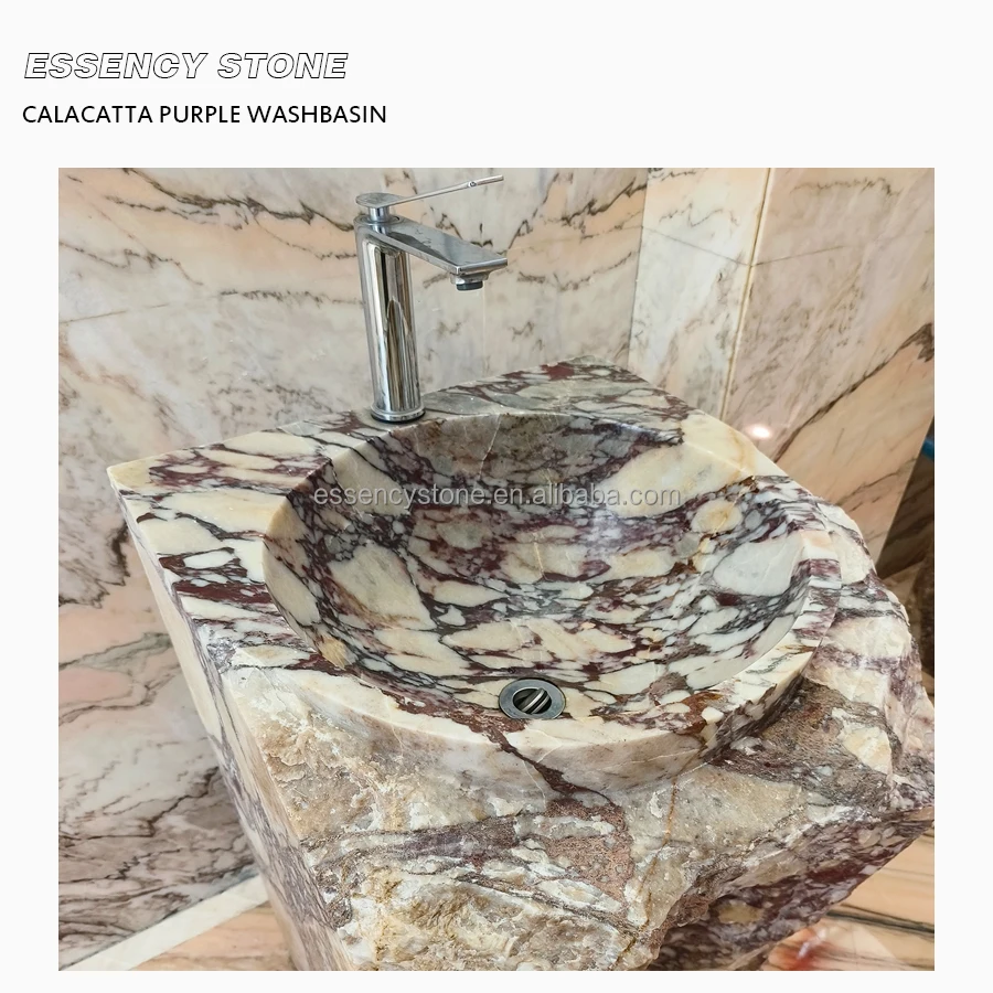 Умывальник calacatta с фиолетовой каменной поверхностью умывальник из натурального мрамора